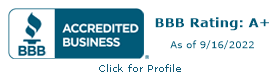 BBB Accredited Business - A+ Rating